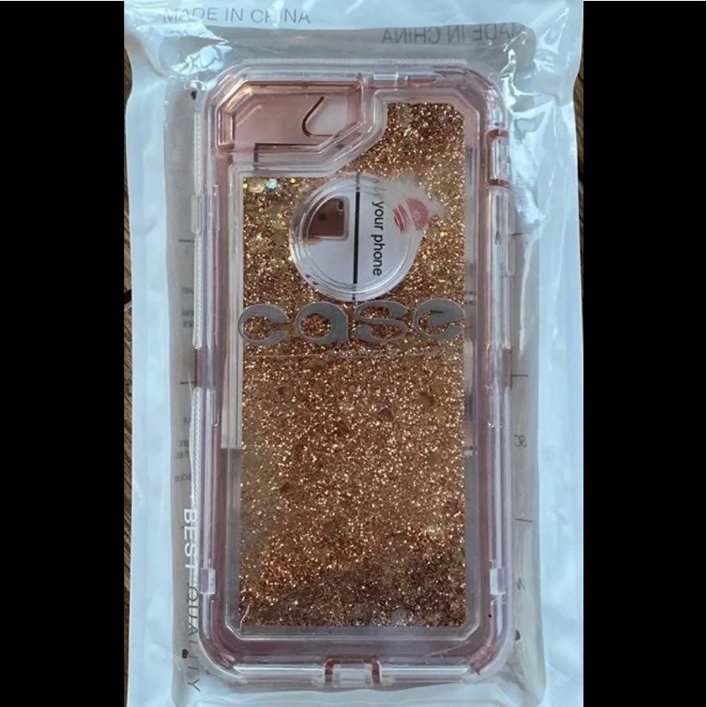 New IPhone 7/8 Plus Rose Gold Case w/Glitter